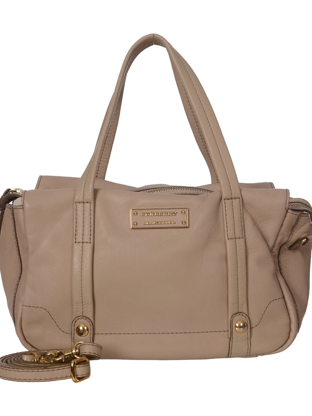 ♥️Burberry Small Taupe Leather Shoulder Tote with Gold Hardware♥️